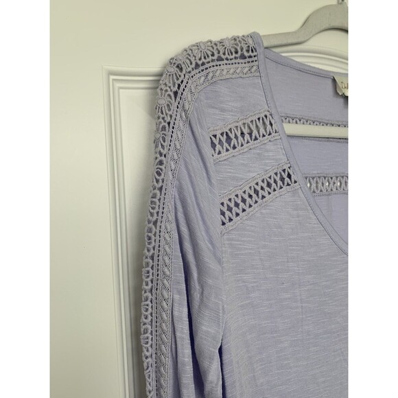 Anthropologie Deletta Womens Top Size XS Lavender Long Sleeve Lace-Line Tee - Picture 4 of 9